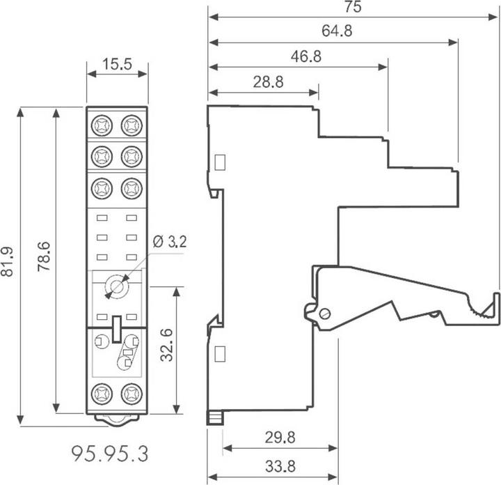 Image du produit Finder Socle de relais 1 pc. 95.95.3 série 40, série 44 40.52, 40.61, 44.62 (Socle de relais)