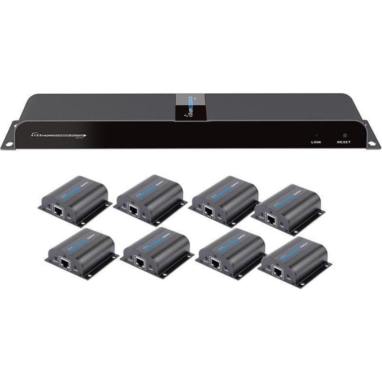 Techly Splitter estensore HDMI 1x8 su CAT6/6a/7 50 m con pass-back IR, Switch box