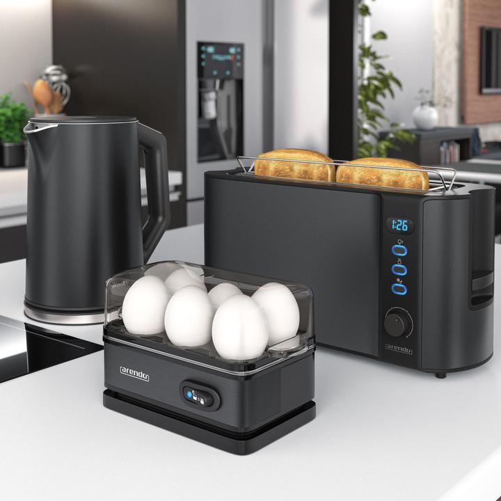 Actual product image Arendo Breakfast set kettle 1.5l temperature selection, 2-slice toaster & egg cooker for 6 eggs, black