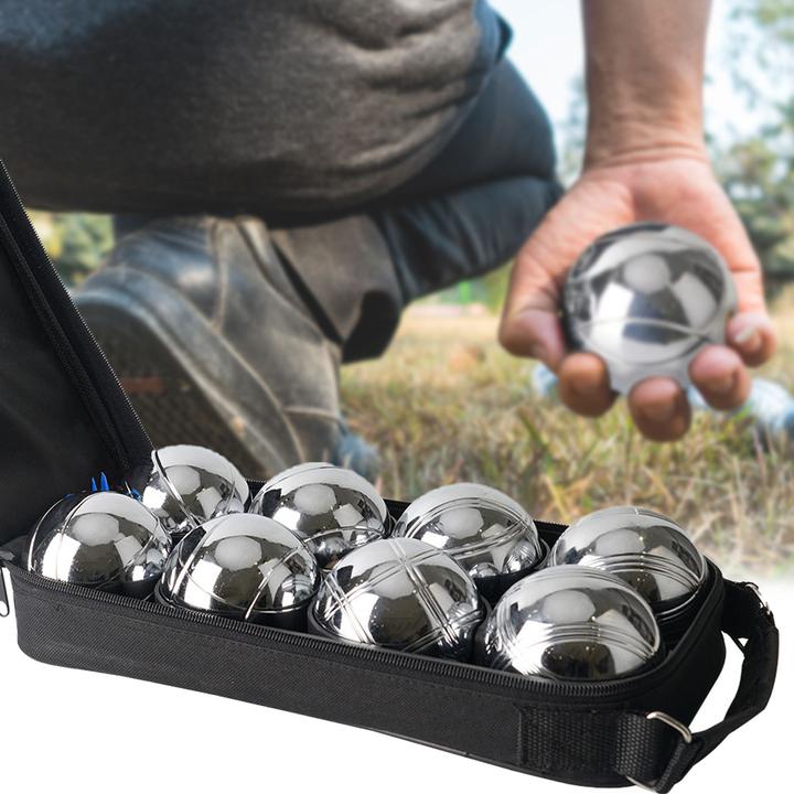 Image du produit Casativo Jeu de boules et de pétanque avec 8 boules en métal, boule en bois, distancemètre, sac de transport (8 x)