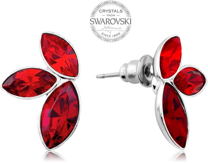 Produktbild Levien Earrings with three red Navette crystals (L)