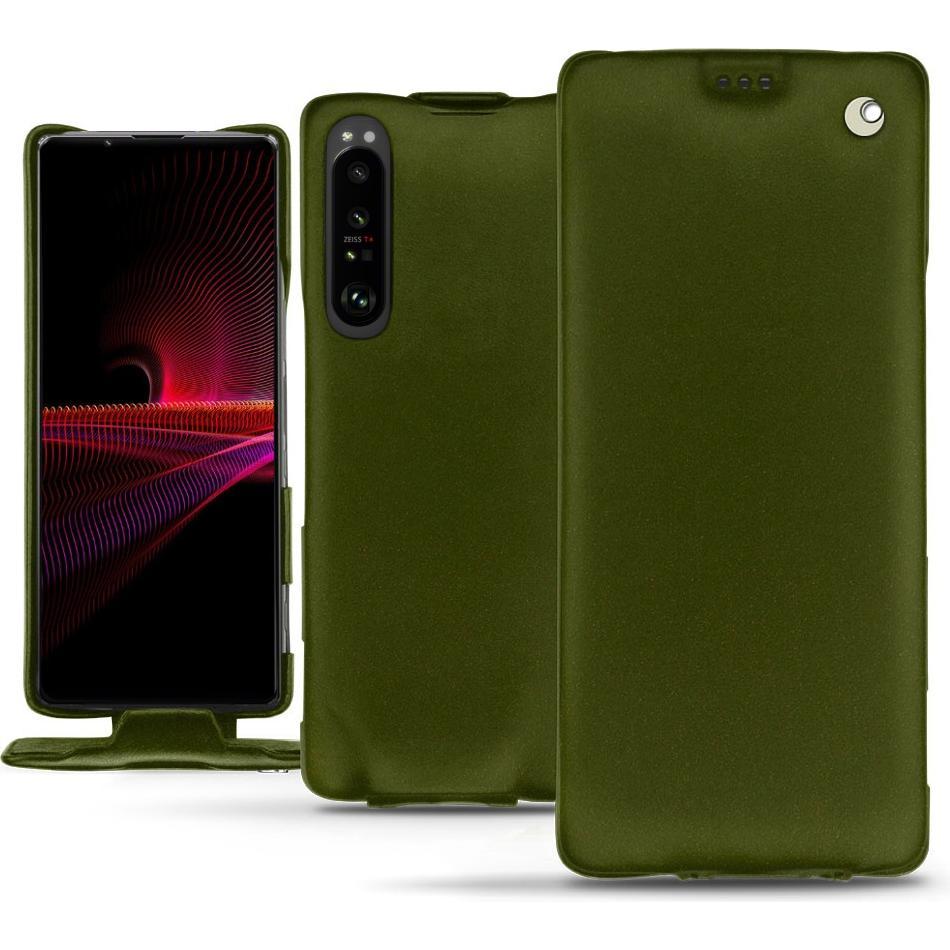 Noreve Lederschutzhülle vertikal (Sony Xperia 1 III), Smartphone Hülle, Grün