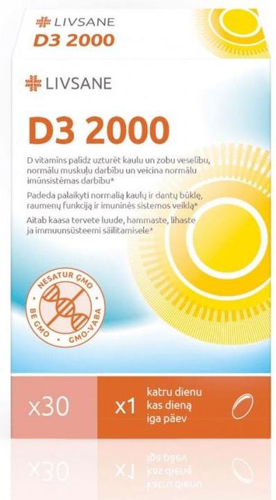Actual product image Livsane Vitamin D3 2000 Tabl (30 Piece, Pills, 21 g)