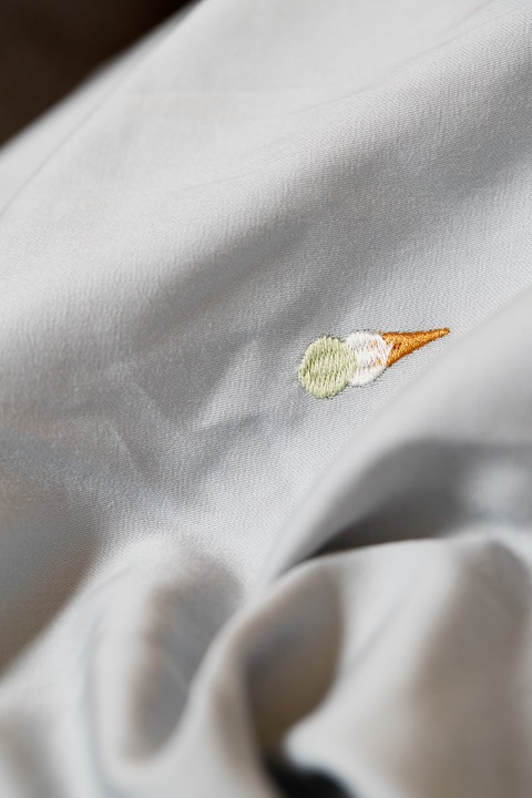 Actual product image Filibabba Junior Bedlinen – Embroidered Cool Summer Design – Pearl Blue