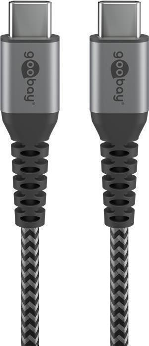 Goobay Câble USB-C, textile, connecteur métallique, extra-résistant (0.50 m, USB 2.0)