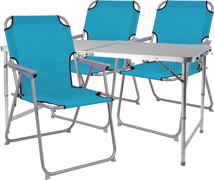 Inda-Exclusiv 4-piece camping furniture set aluminium 120x60x58/70cm Petrol
