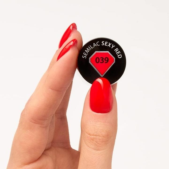 Actual product image Semilac 039 Sexy Raudona 7ml (Sexy Red, UV gel varnish)