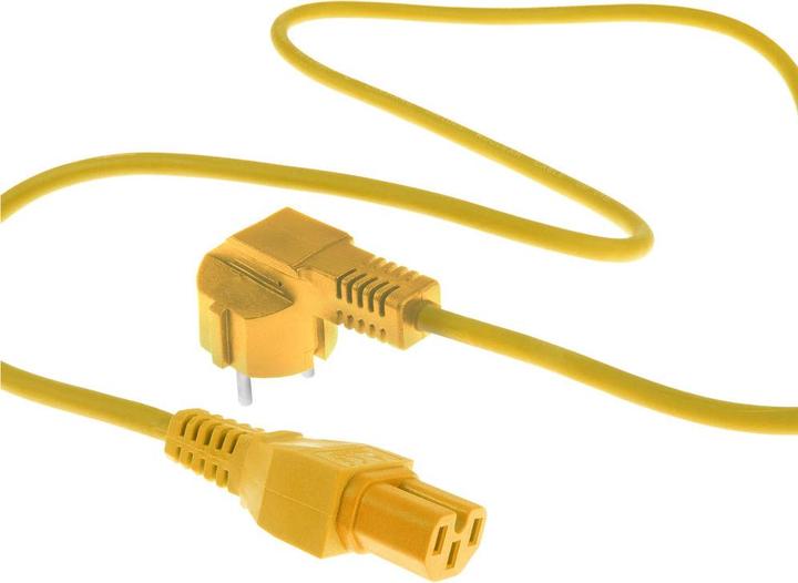Actual product image ACT Powercord mains connector CEE 7/7 male (angled) - C15 yellow 1 m (1 m)