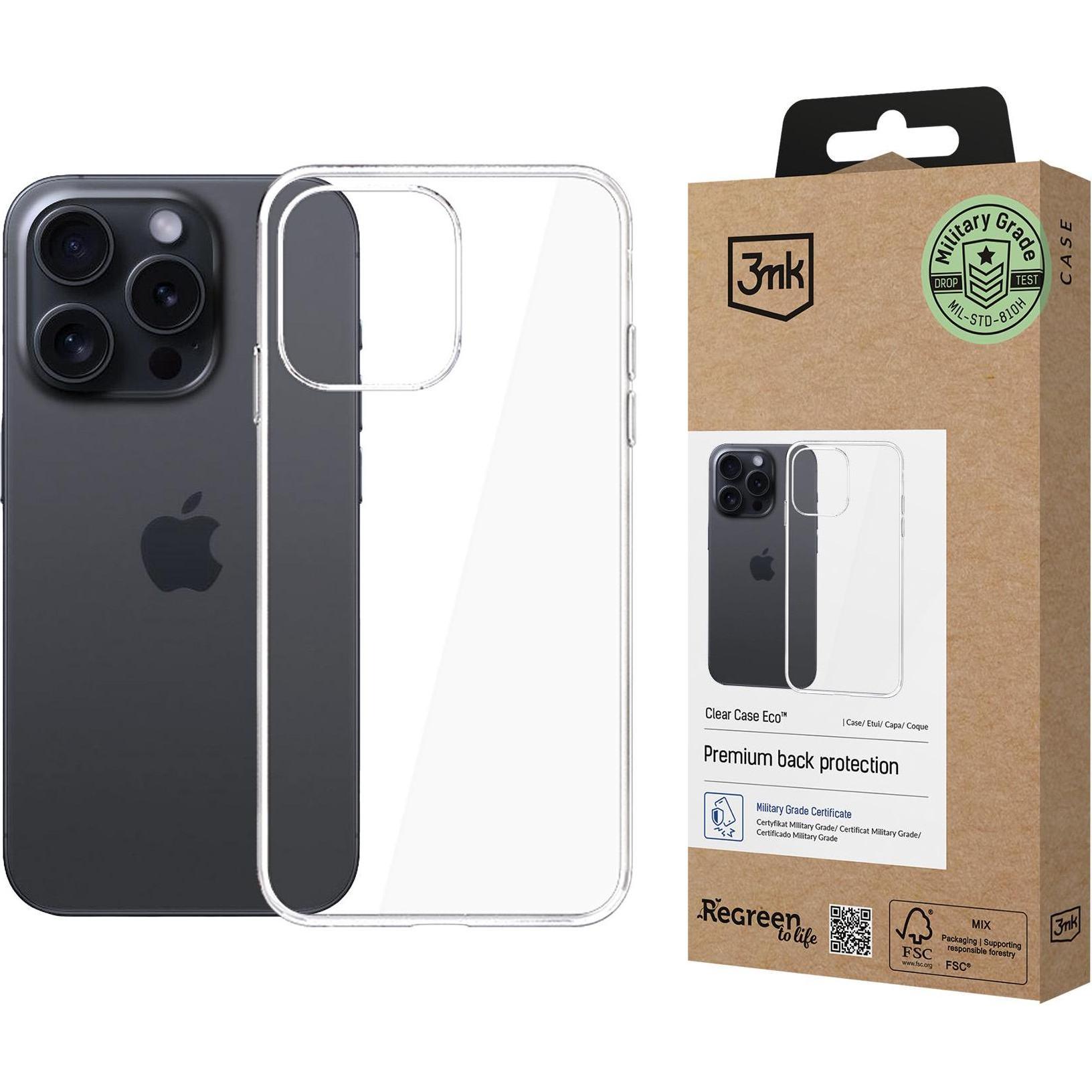 3MK ClearCase Eco iPhone 15 Pro Max GRS CU 1304127 (Apple iPhone 15 Pro Max), Smartphone Hülle, Transparent