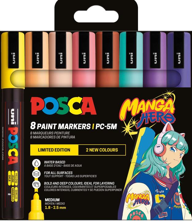 Produktbild Posca - PC-5M - Manga Heros Set, 8 pcs (401680) (8 x)