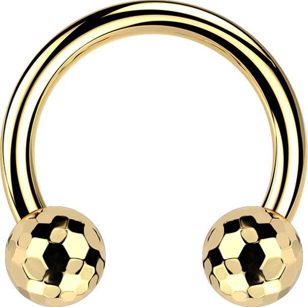 Image du produit Star Piercing Micro Threadless Circular Barbell vergoldet mit zwei Discokugeln vergoldet (sans laiton, Acier chirurgical 316L)