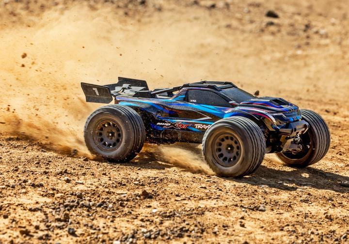 Produktbild Traxxas MINI-XRT Brushless VXL-3S 4WD blau, inkl. 2S Akku/Lader (RTR Ready-to-Run)