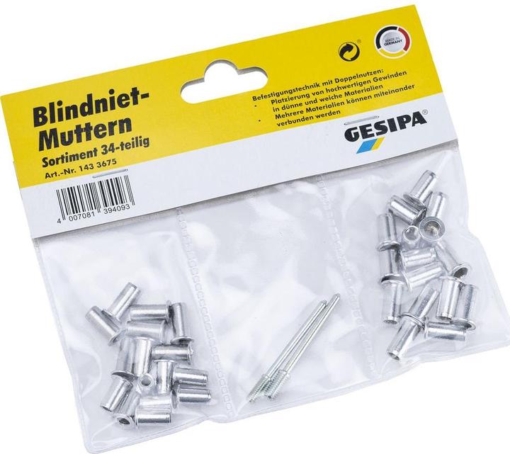 Produktbild Gesipa Blindnietmuttern M4/M5,34tlg