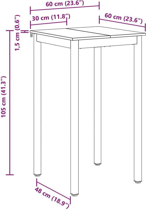 Image du produit vidaXL Esstisch (60 x 60 x 105 cm)