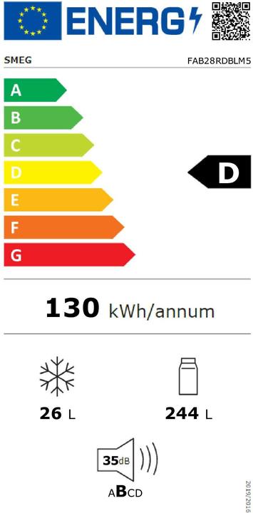 Energy Label Smeg KOELKAST 50" FAB28RDBLM5 (270 l)