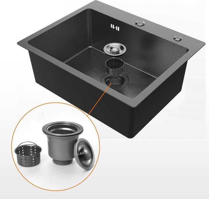 Immagine prodotto Ibergrif Lavello con Filtro di Scarico e Due Fori di Montaggio (Lavello montato, 45 cm)