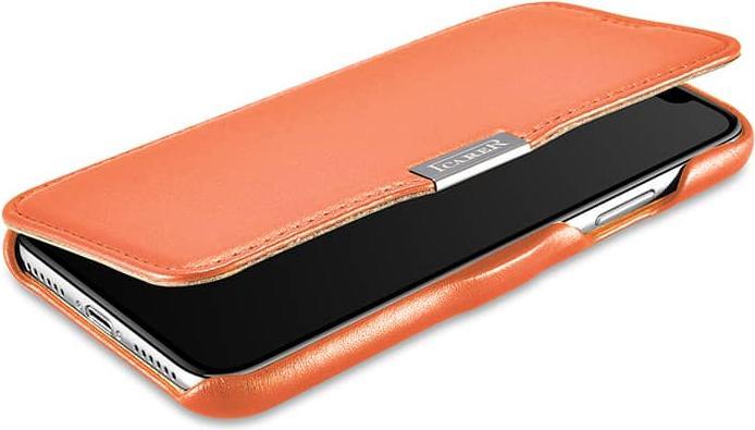 Image du produit iCarer iPhone X/XS - Luxury Series étui à rabat en cuir véritable RI802-IG, orange (Apple iPhone X, Apple iPhone XS)