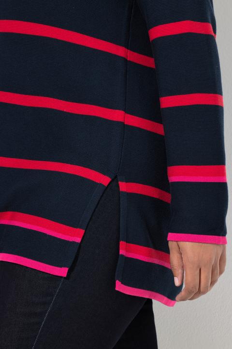 Produktbild Ulla Popken Pullover, Ringel, Farbakzente, Kapuze, Langarm (62)