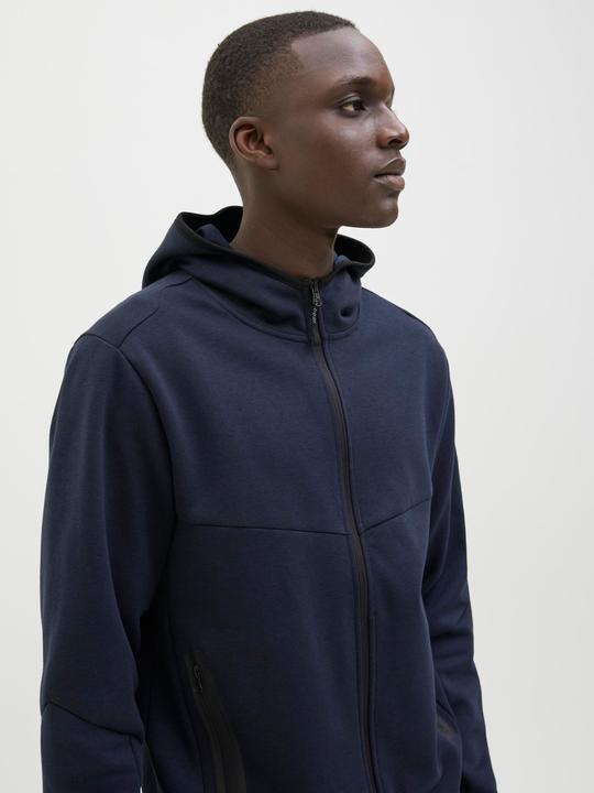 Actual product image Jack & Jones Single-coloured hooded pullover with zip Hooded jacket (M)