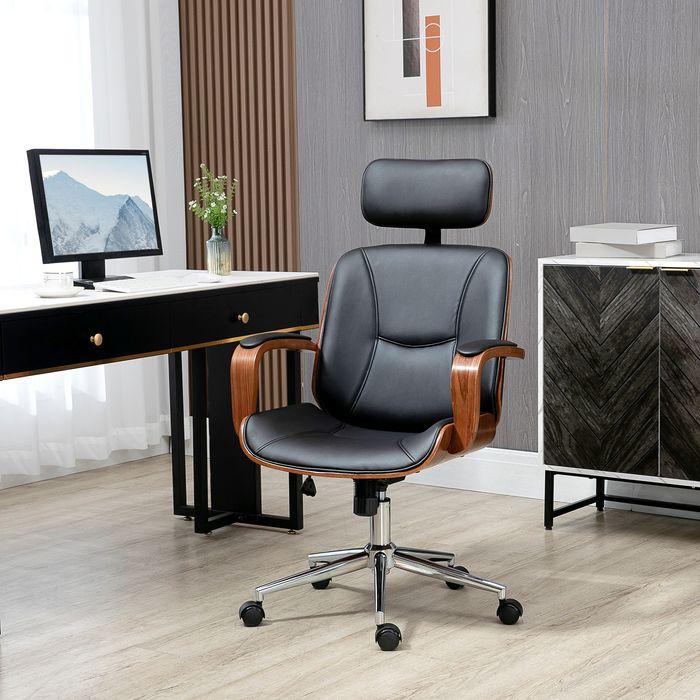 Produktbild Swisshandel24 Bürostuhl, ergonomisch, hohe Rückenlehne, Abnehmbarer Kopfstütze, Schwarz (47.50 - 57.50 cm)