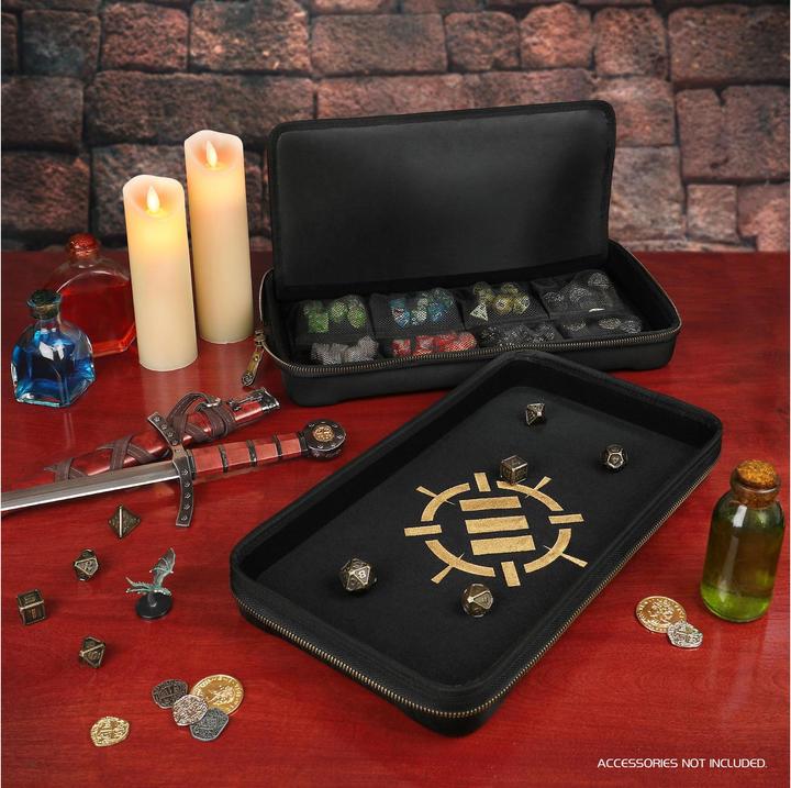 ENHANCE Venture Custodia Da Viaggio Per Dadi In Tela – Con Vassoio Rimovibile E 3 Tasche, Per DnD E Giochi Da Tavolo