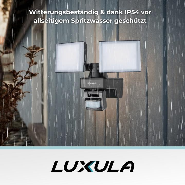 Produktbild Luxula LED-Fluter LX400192, mit BM, 2-köpfig, 2x 15 W, 3200 lm, 4000 K (3200 lm, IP54)