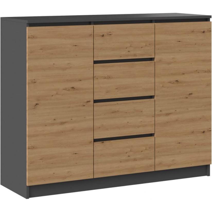 Topeshop, Kommode + Sideboard, 2D4S Kommode (120 x 40 x 97 cm)