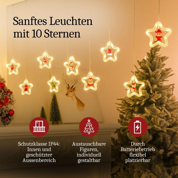 Produktbild Hermex LED Weihnachtslichterkette 3m Sternen-Lichtervorhang Sternlichterkette (3 m)