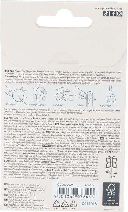 Actual product image Parsa Beauty Nagelfolien mit Silber-Sprenkeln - Pearly Chrome