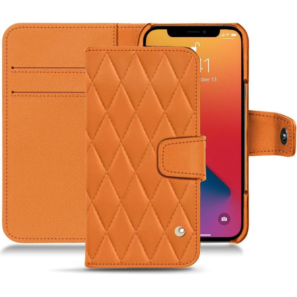 Noreve Lederschutzhülle Wallet (Apple iPhone 13 Pro), Smartphone Hülle, Orange