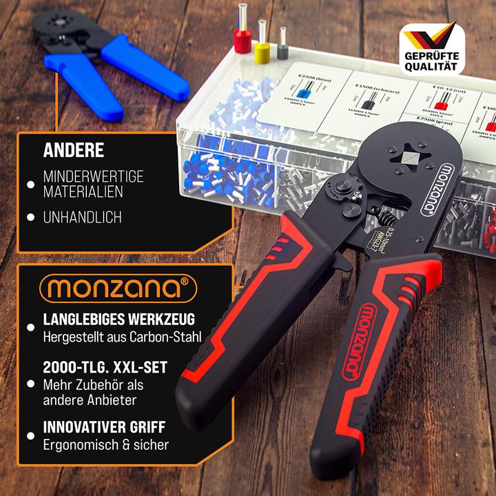 Produktbild Monzana Crimpzange + Aderendhülsen Set (55 mm)