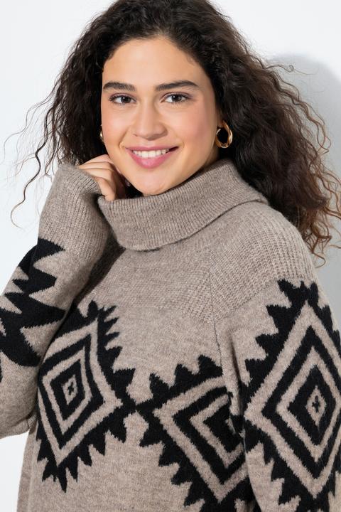 Actual product image Ulla Popken Aztec Pattern Turtleneck Sweater (50, 52)