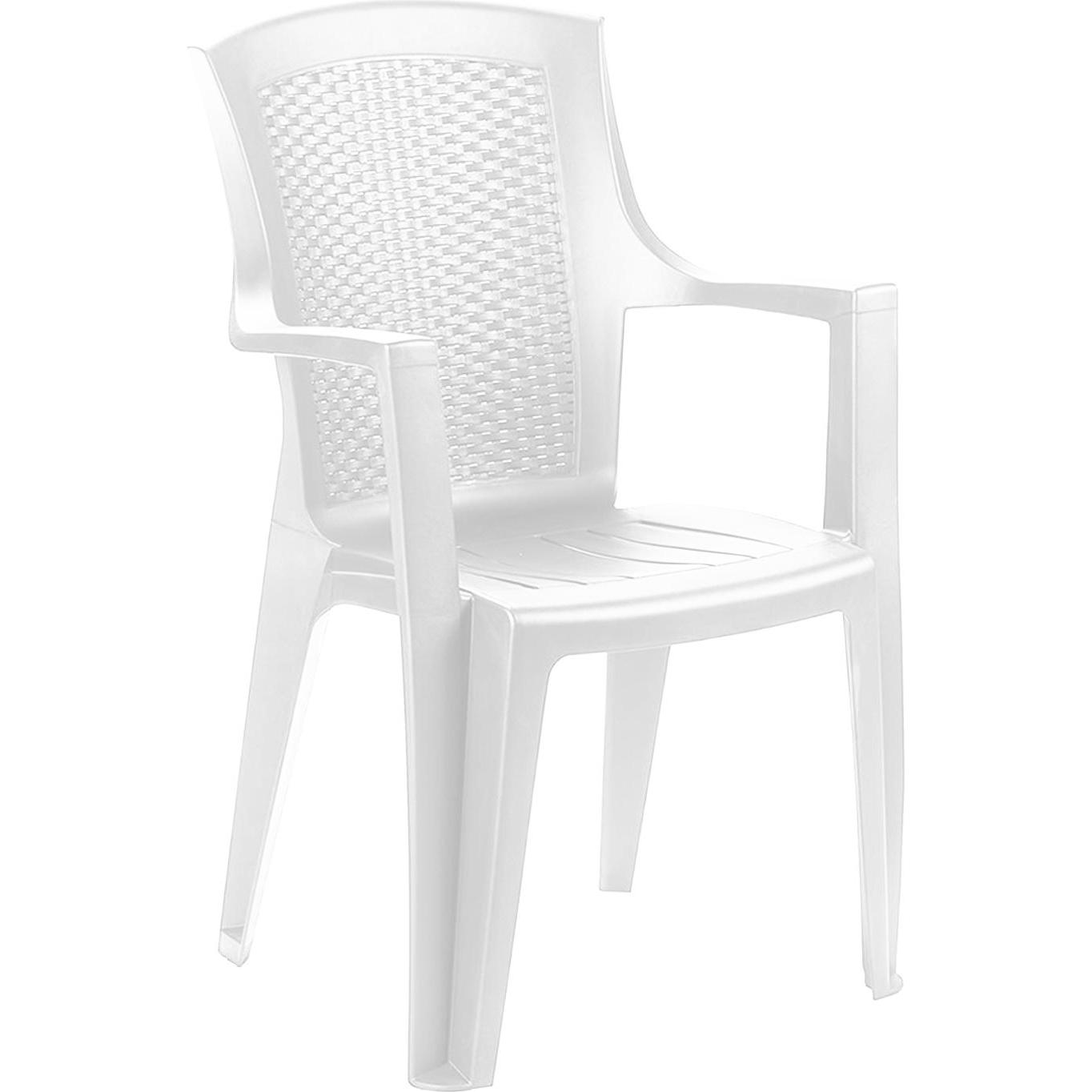 Mojawo, Gartenstühle, 4er Stapelsessel Stapelstuhl Bistrostuhl Kunststoff Rattan-Optik Weiss