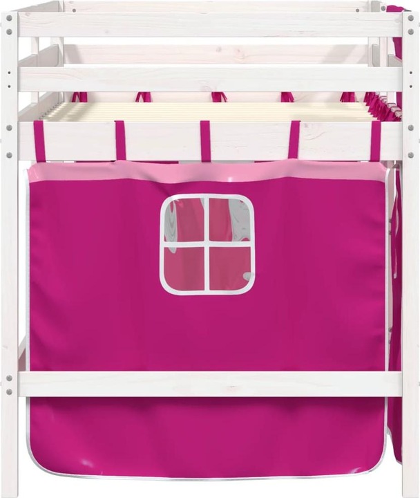 Actual product image VidaXL Children's loft bed with curtains pink (90 x 200 cm)