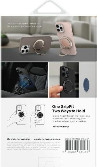 Productafbeelding Uniq Gripfit 360 Magnetic Mount&Kickstand Magnetic Holder yellow/canary yellow