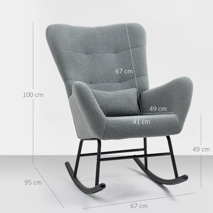 Produktbild Homcom Schaukelstuhl Teddystoff Grau