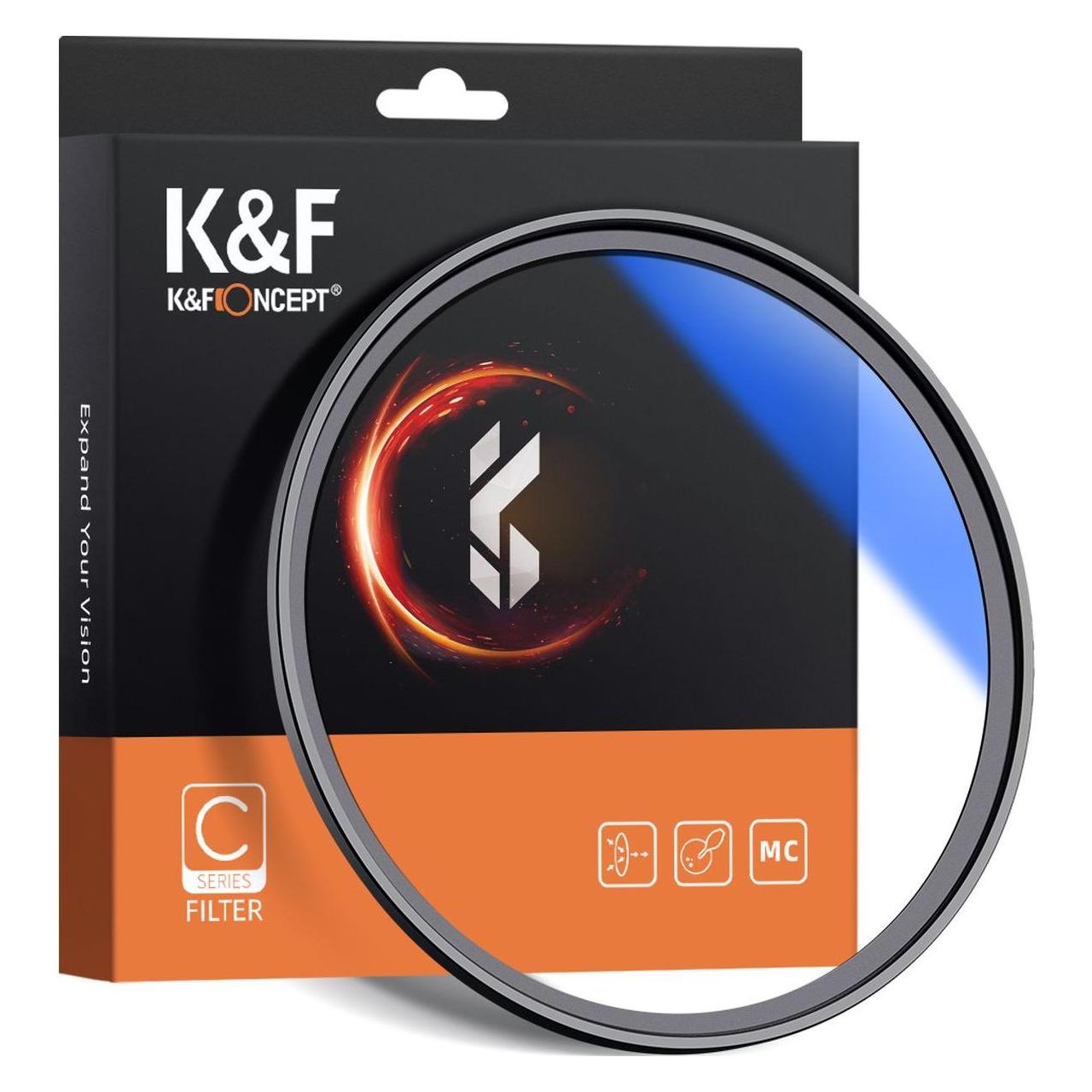 K&F Concept 72MM Mc Uv Protection Filter Slim Frame With 18 Multi-layer Blue Coatings (C Series) (72 mm, Uv-Filter), Objektivfilter, Transparent