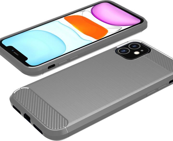 Actual product image Cadorabo TPU Ultra Slim carbon stainless steel Combi Cover (Apple iPhone 11)