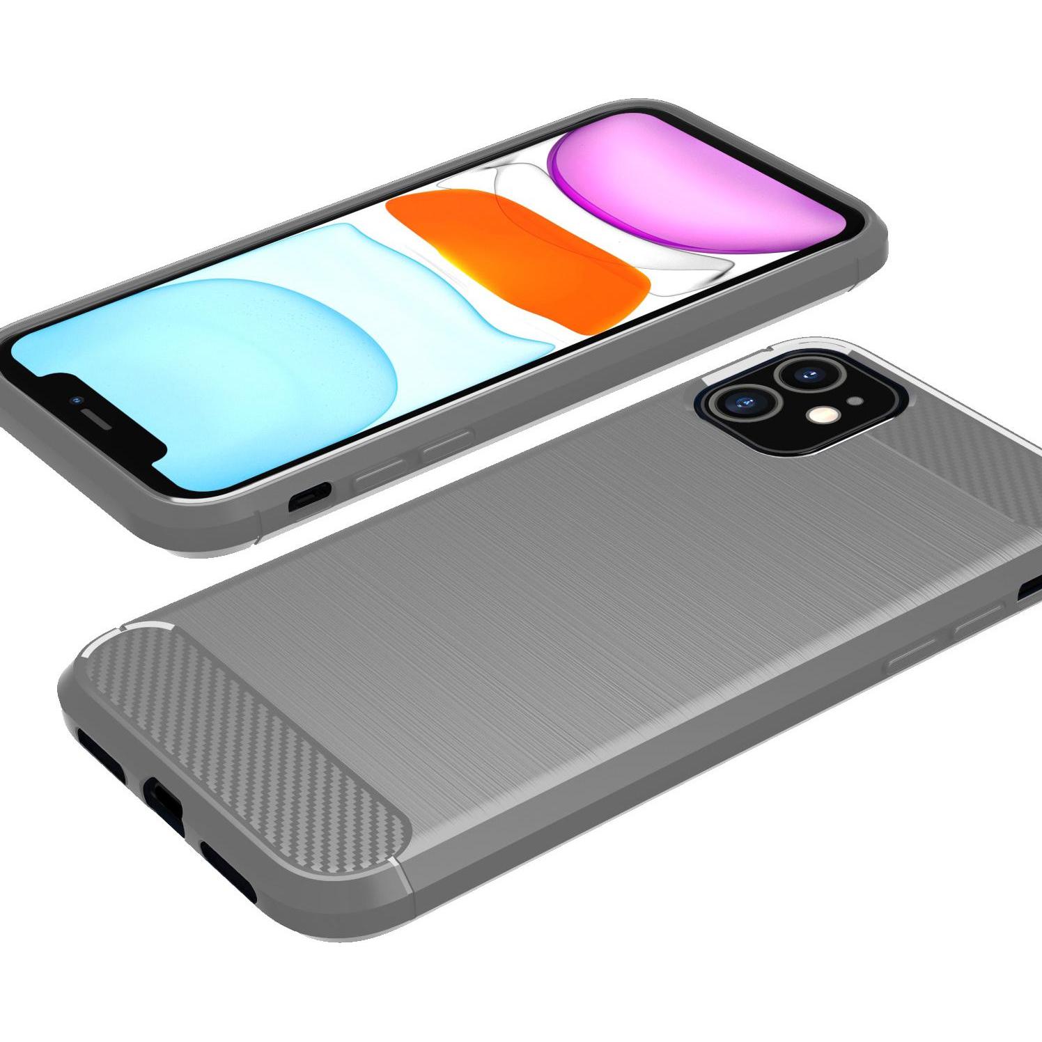 Thumbnail - Cadorabo TPU Ultra Slim carbon edelstahl Kombi Cover (Apple iPhone 11), Smartphone Hülle, Grau