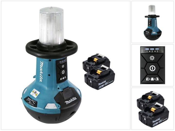 1x Makita DML 810 Akku LED Flächenlicht, 2x Makita BL 1860 B 18 V 6,0 Ah Akku