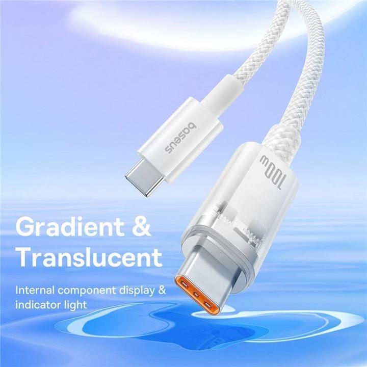 Actual product image Baseus USB-C to USB-C Explorer, 100W, 5A, 2m, white (2 m, 100 W)