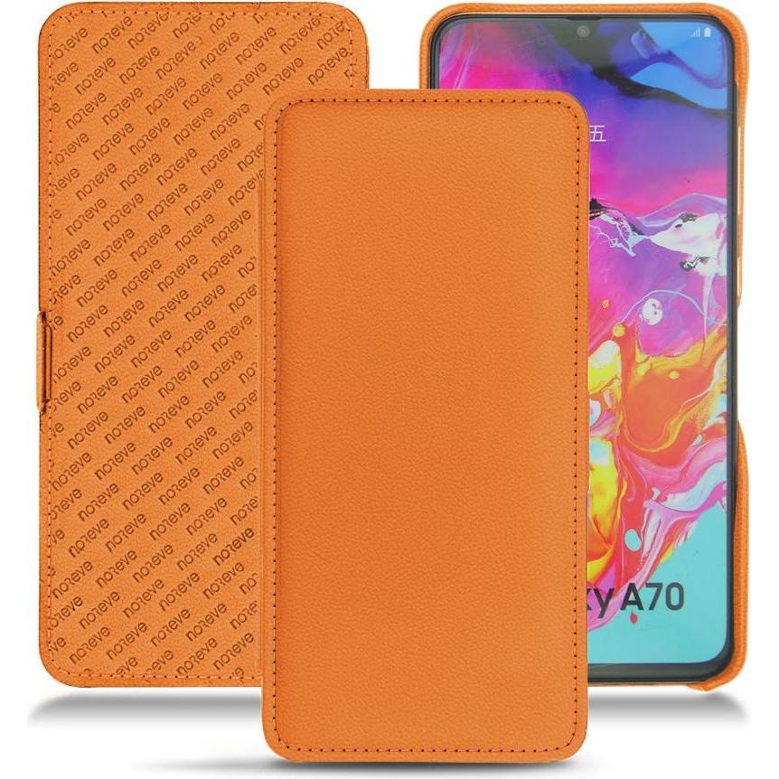 Noreve Lederschutzhülle horizontal (Samsung Galaxy A70), Smartphone Hülle, Orange