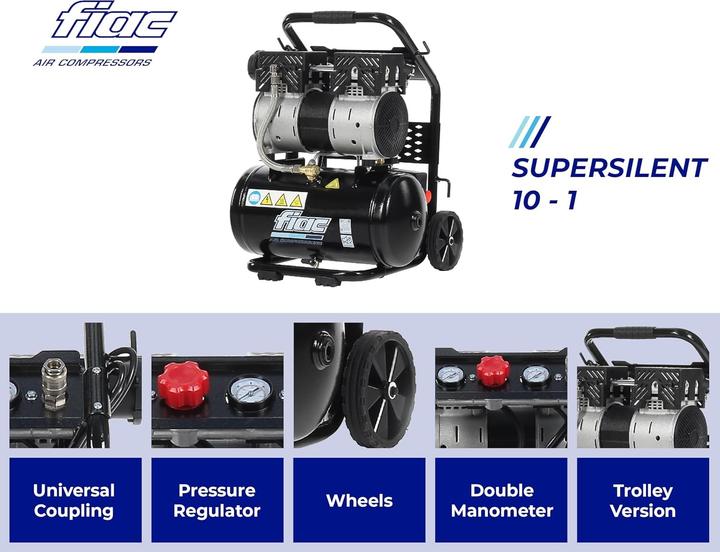Image du produit Fiac Compressore d'Aria Portatile Supersilent 10 (10 l, 8 bar)