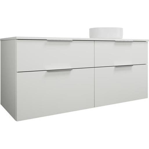 burgbad, Badmöbelset, Eqio Keramik-Aufsatzwaschtisch rechts, rund, inklusive Waschtischunterschrank, Breite 1400m