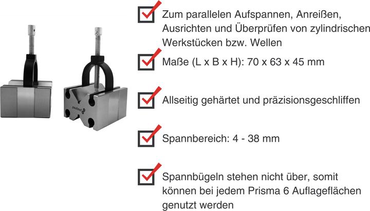 Produktbild Paulimot Prismen-Paar mit Spannbügeln, je 70 x 63 x 45 mm bis 38 mm