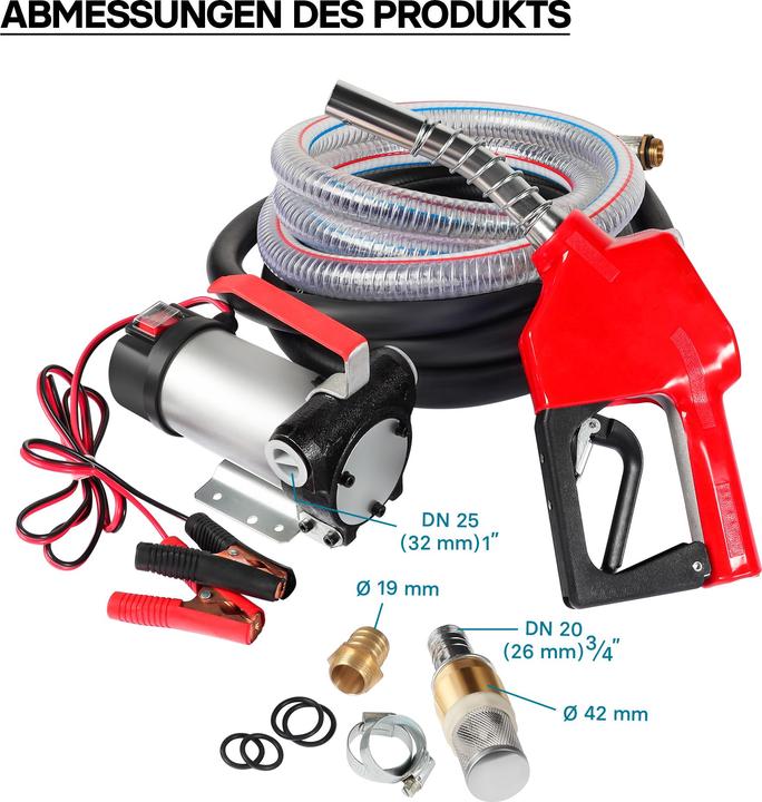 Immagine prodotto Wiltec Pompe à Fuel ou Gasoil bio Autoaspirante 12V/150W 40l/min Dispositivo mobile Pistolet Auto.