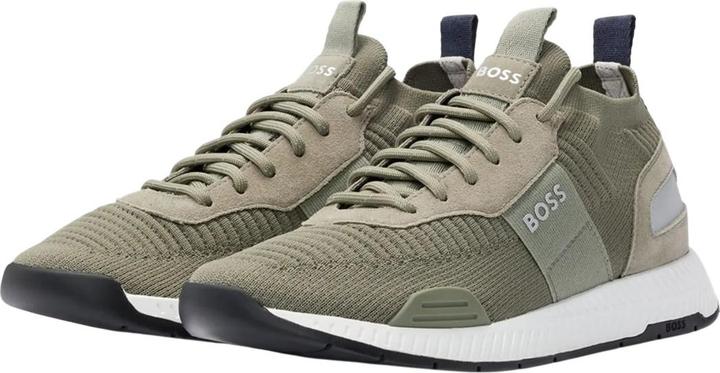 Actual product image BOSS Mens Titanium Suede Panel Running Trainers (39.5)