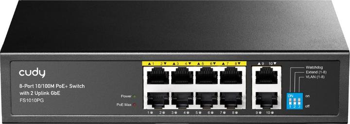 Image du produit Cudy FS1010PG commutateur réseau Fast Ethernet (10/100) Power over Ethernet (PoE) Noir (10 ports)
