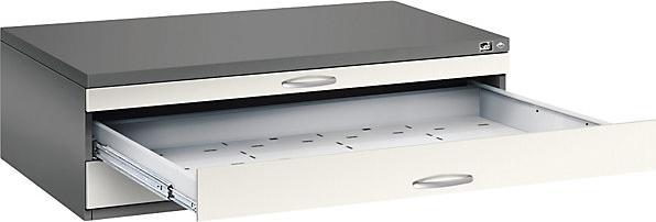 Actual product image C+P Drawing cabinet, A0, 3 drawers, height 420 mm, volcanic grey / oyster white.