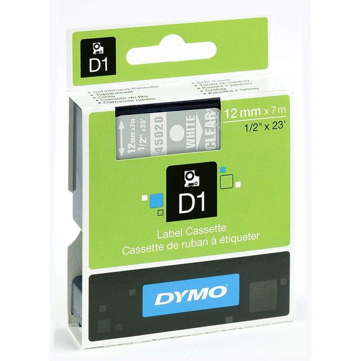 Produktbild Dymo Etikettenband (1.20 cm, Transparent, Weiss)